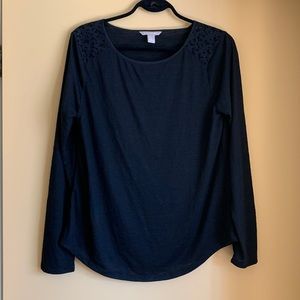 Banana Republic black shirt with lace accents  Large